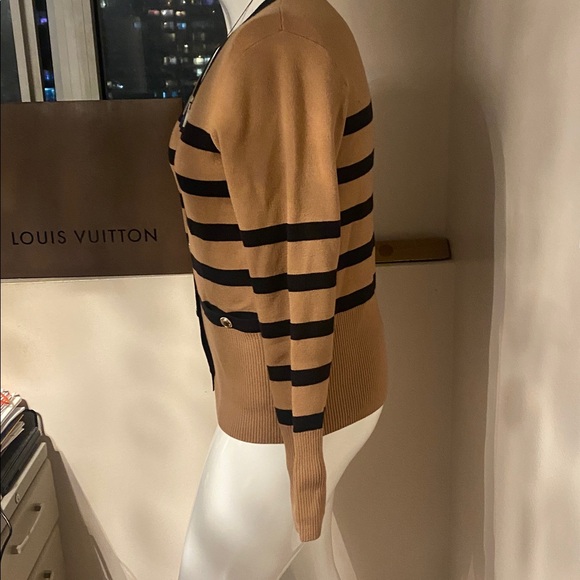 Striped Button-Up Cardigan Sweater L - Picture 3 of 10